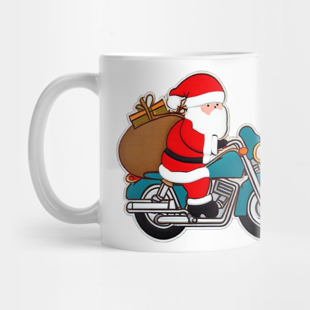 Santa Claus is driving a motorcycle. by AT Digital
